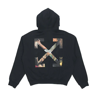 OFF-WHITE Oil Painting Arrows Hooded Pullover Sweatshirt FW20 Black OMBB037F20FLE0021001