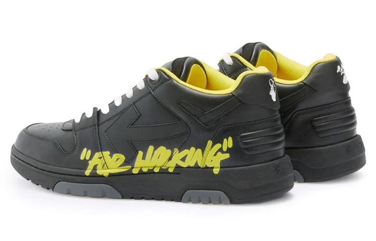 Off-White Out Of Office "OOO" Low Tops For Walking Black Yellow 圖 4