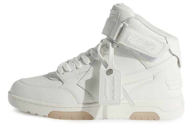Buy OFF-WHITE Out Of Office 皮革 高筒魔術貼 時尚板鞋 男款 白色