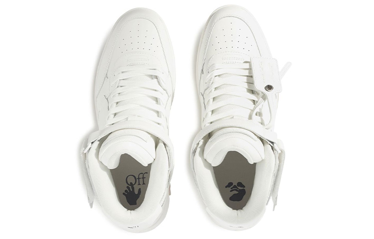 Lookbook OFF-WHITE Out Of Office 皮革 高筒魔術貼 時尚板鞋 男款 白色