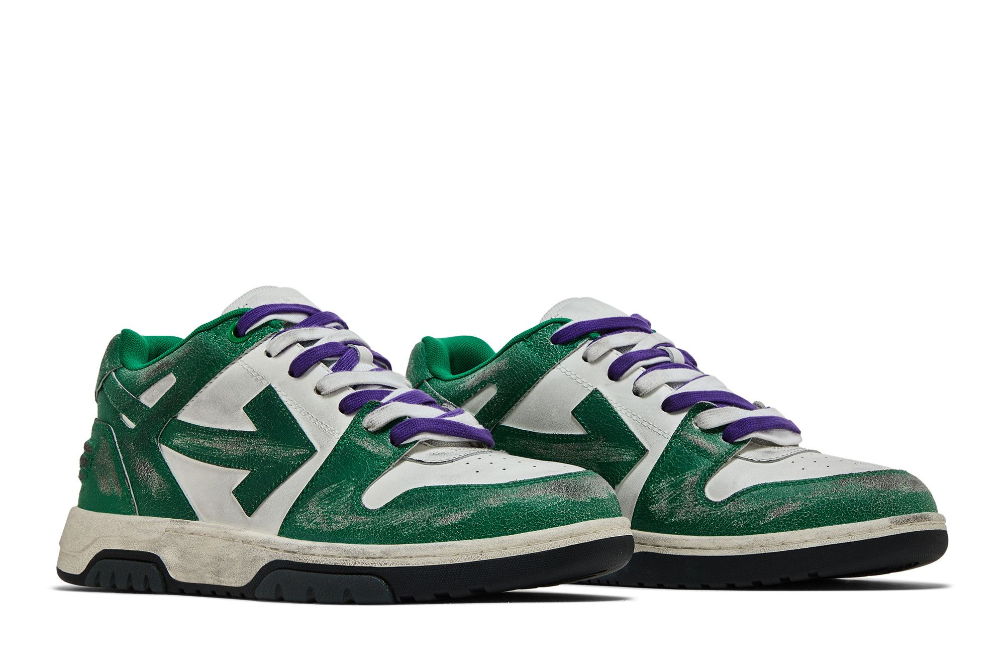 Cheap Off-White Out of Office Kulit Vintage 'Putih Hijau' OMIA189F22LEA0110155