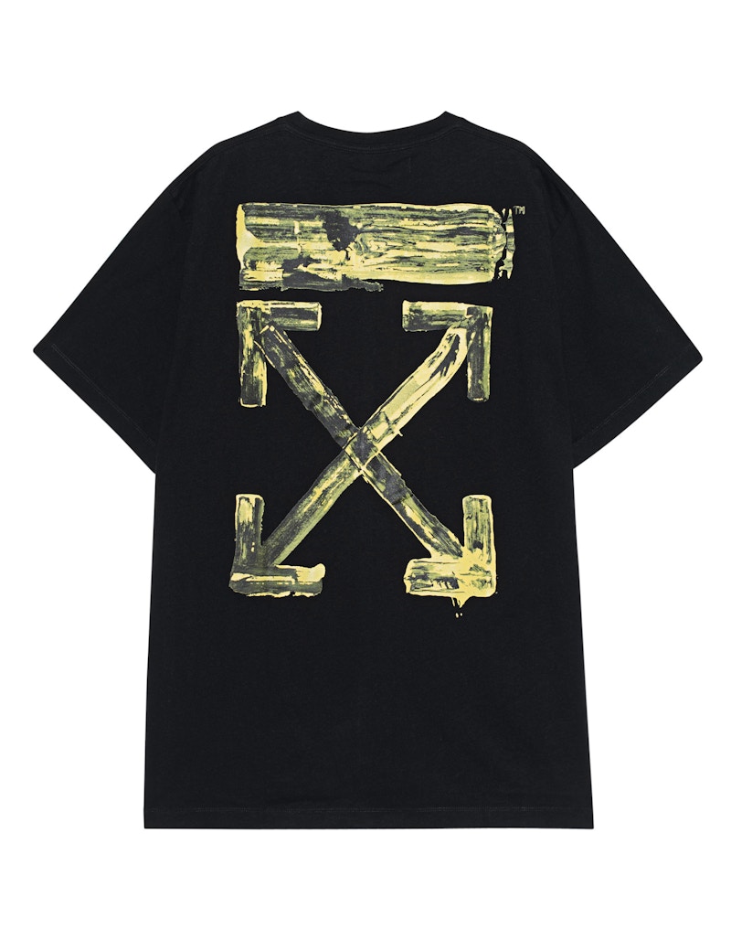 Order 黑色/黃色Off-White寬鬆箭頭圖案短袖圓領T恤