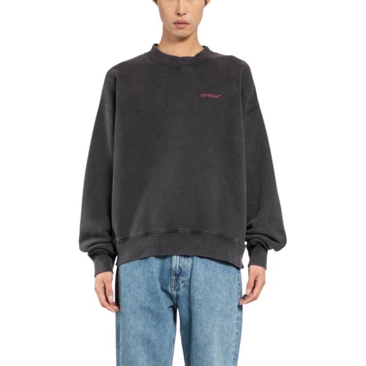 Off-White Oversized Crewneck Pullover Sweatshirt Charcoal Grey OMBA054F24FLE0051068