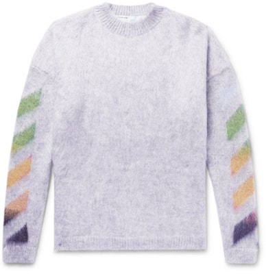 Off-White Oversized Diag Brushed Mohair Knit Sweater Melange Grey/Multicolor Buy Off-White Oversized Diag Brushed Mohair Knit Sweater Melange Grey/Multicolor