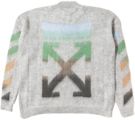 Off-White Oversized Diag Brushed Mohair Knit Sweater Melange Grey/Multicolor Order Off-White Oversized Diag Brushed Mohair Knit Sweater Melange Grey/Multicolor