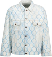 Off-White Oversized Fence Printed Denim Jacket Bleach Light Blue Off-White Oversized Fence Printed Denim Jacket Bleach Light Blue