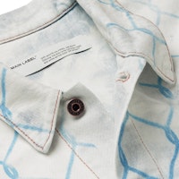 Off-White 宽松围栏印花漂白浅蓝色牛仔夹克 Lookbook Off-White 宽松围栏印花漂白浅蓝色牛仔夹克