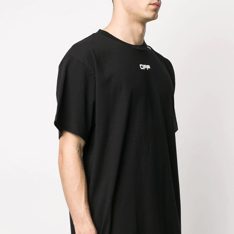 Shop 오프화이트 오버핏 카라바조 스퀘어 티셔츠 블랙/멀티컬러 OMAA038S201850051088