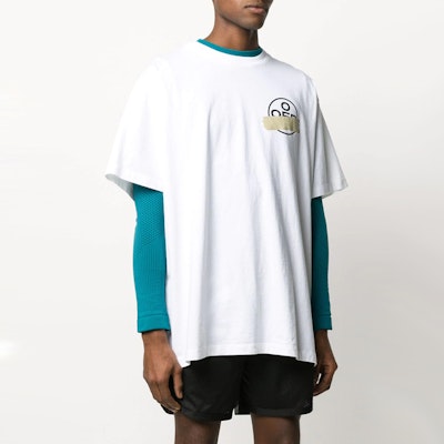 Off-White Oversized Fit Tape Arrows T-Shirt White Lookbook Off-White Oversized Fit Tape Arrows T-Shirt White