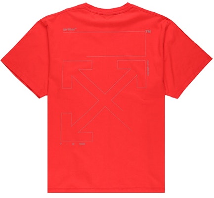 Off-White Oversized Fit Unfinished T-Shirt Red/Silver Order Off-White Oversized Fit Unfinished T-Shirt Red/Silver