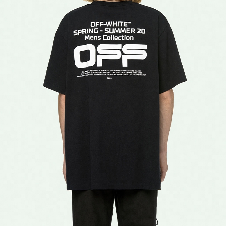 Shop Camiseta Negra Oversized Off-White con Diseño de Líneas Onduladas OMAA038R201850041001