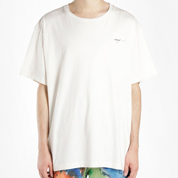 Shop OFF-WHITE 寬版箭頭圖案棉質T恤 白色 - 寬鬆版型 OMAA038R191850120288