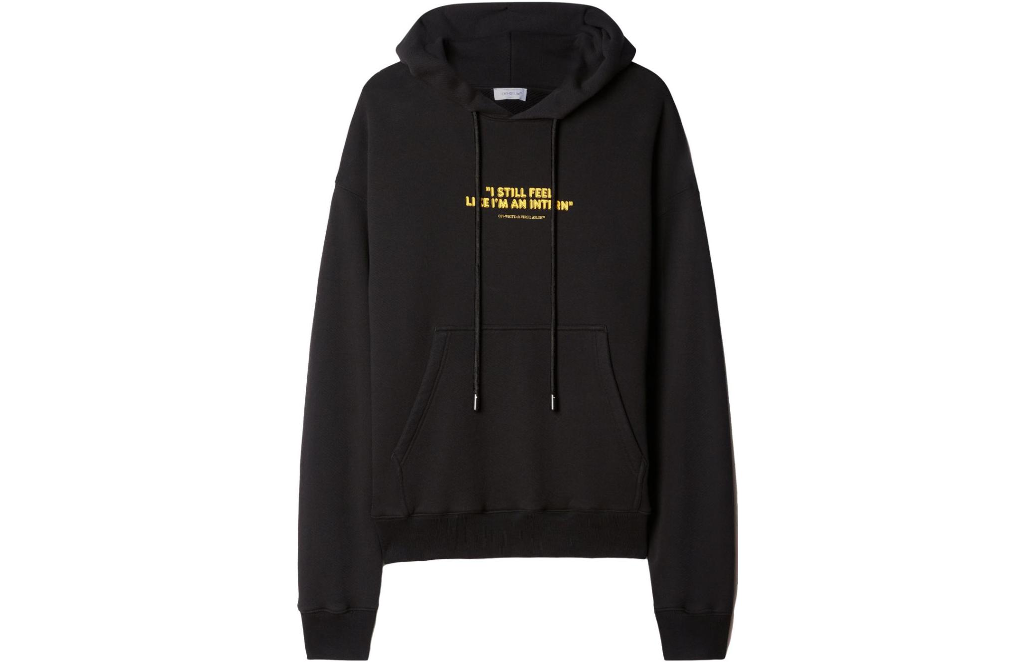 Order OFF-WHITE Hoodie Oversized Hitam dengan Cetak Huruf dan Slogan OMBB085F23FLE0261065