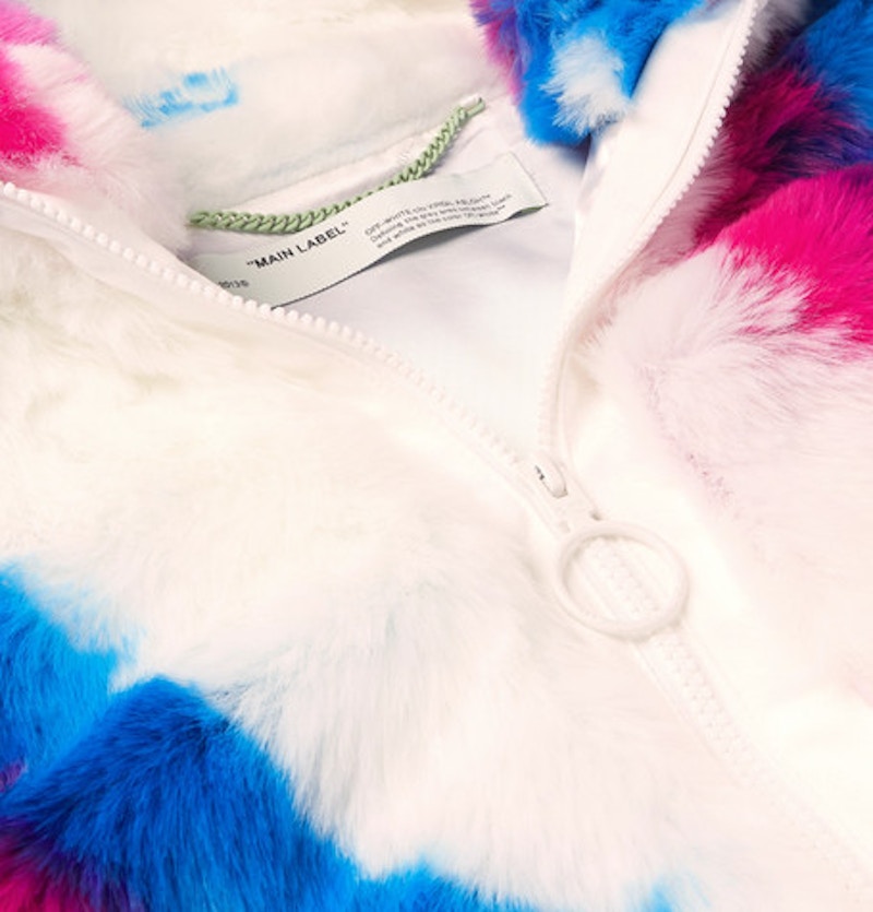Off-White Oversized Printed Faux Fur Zip Anorak Coat Blue/White/Red 圖 2
