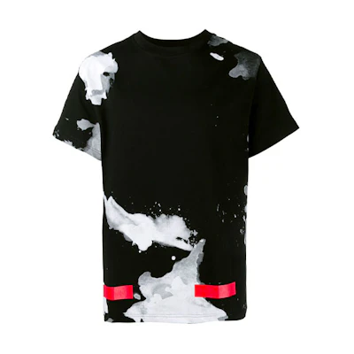 OFF-WHITE Paint-Splatter Diagonal Short Sleeve Tee Black OMAA002F161980239920