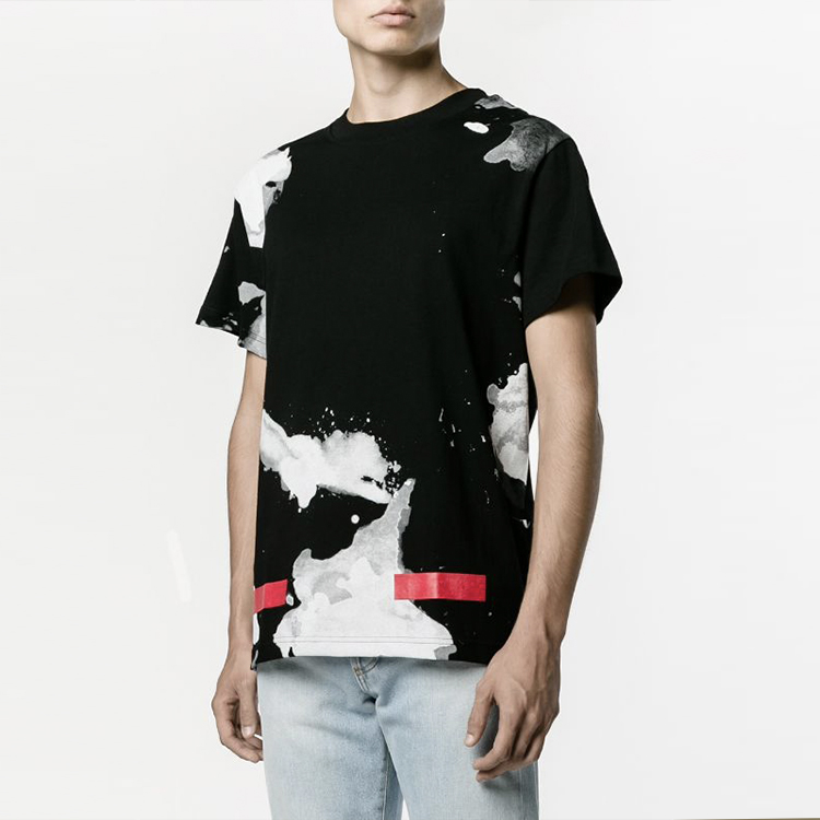 OFF-WHITE Paint-Splatter Diagonal Short Sleeve Tee Black OMAA002F161980239920 圖 3