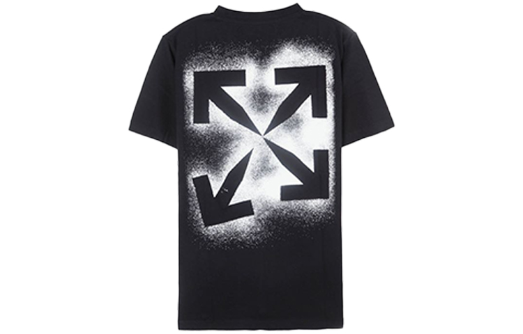 Order OFF-WHITE Kaos Hitam Graphic Panah dengan Cat Splatter. OMAA038E20JER0031001