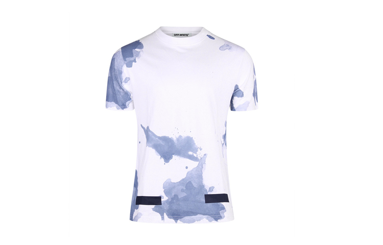 OFF-WHITE Paint Splatter Diagonal Stripes T-Shirt White OMAA002F161970239932