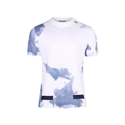 OFF-WHITE Paint Splatter Diagonal Stripes T-Shirt White OMAA002F161970239932