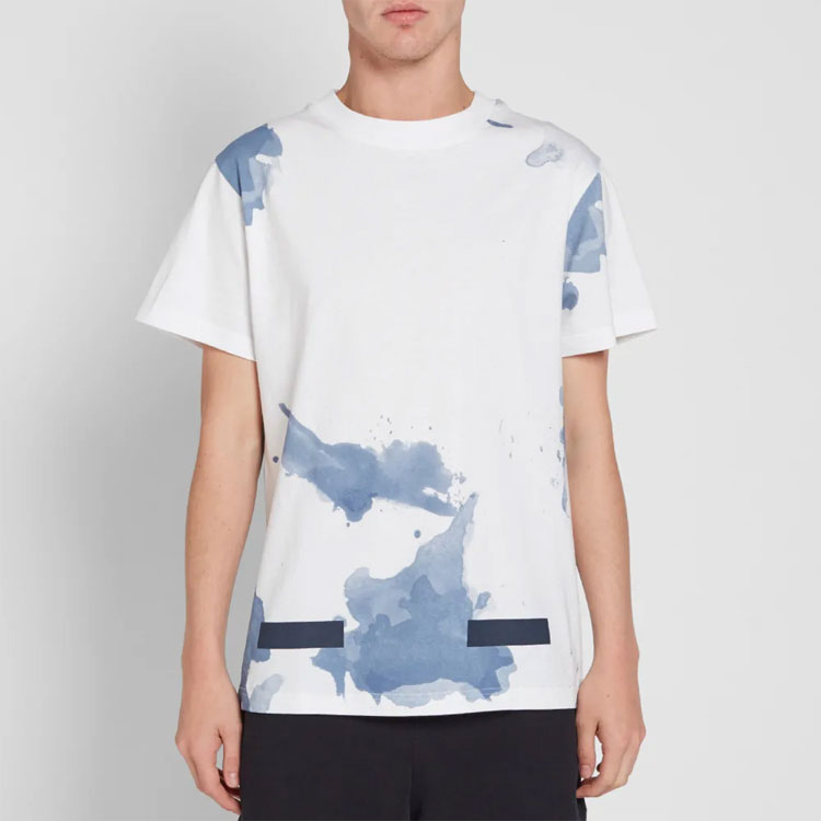 OFF-WHITE Paint Splatter Diagonal Stripes T-Shirt White OMAA002F161970239932 圖 4