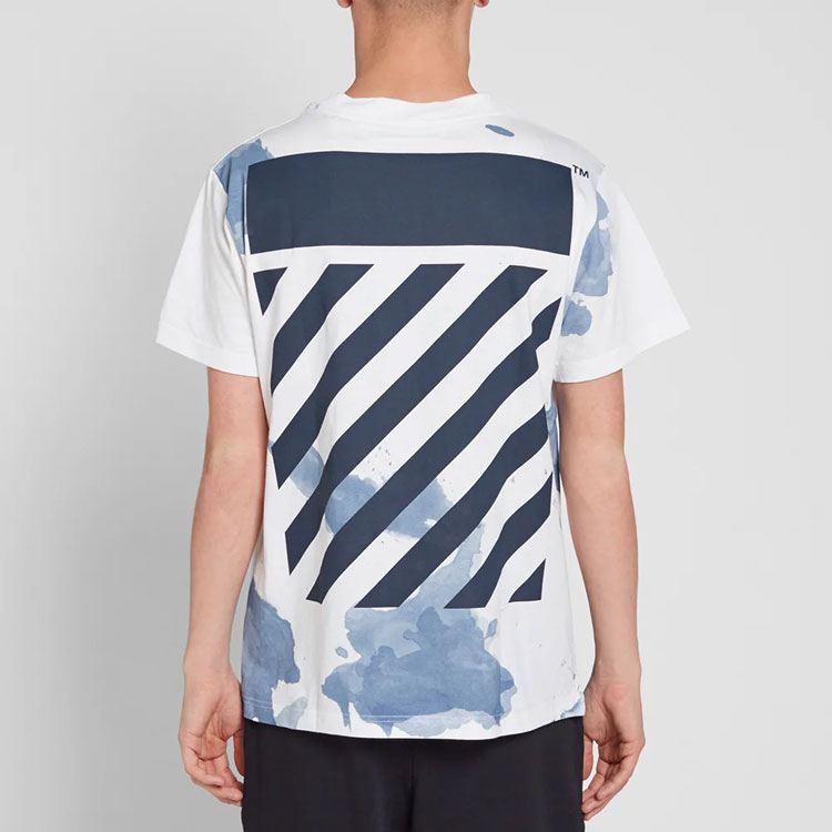 OFF-WHITE Paint Splatter Diagonal Stripes T-Shirt White OMAA002F161970239932 圖 5