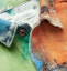 Order Off-White Painted Distressed Denim Trucker Jacket Multicolor