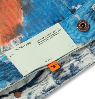 Off-White Painted Distressed Denim Trucker Jacket Multicolor Lookbook Off-White Painted Distressed Denim Trucker Jacket Multicolor