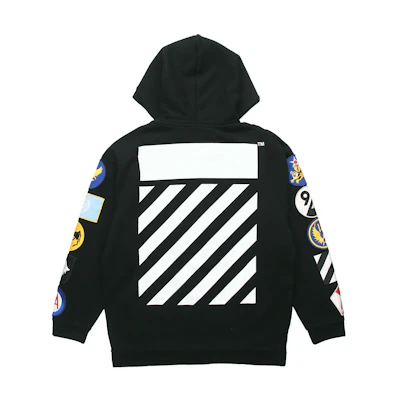 OFF-WHITE Patch Detail Zip Hoodie Black () OMBB009G20JER0011001