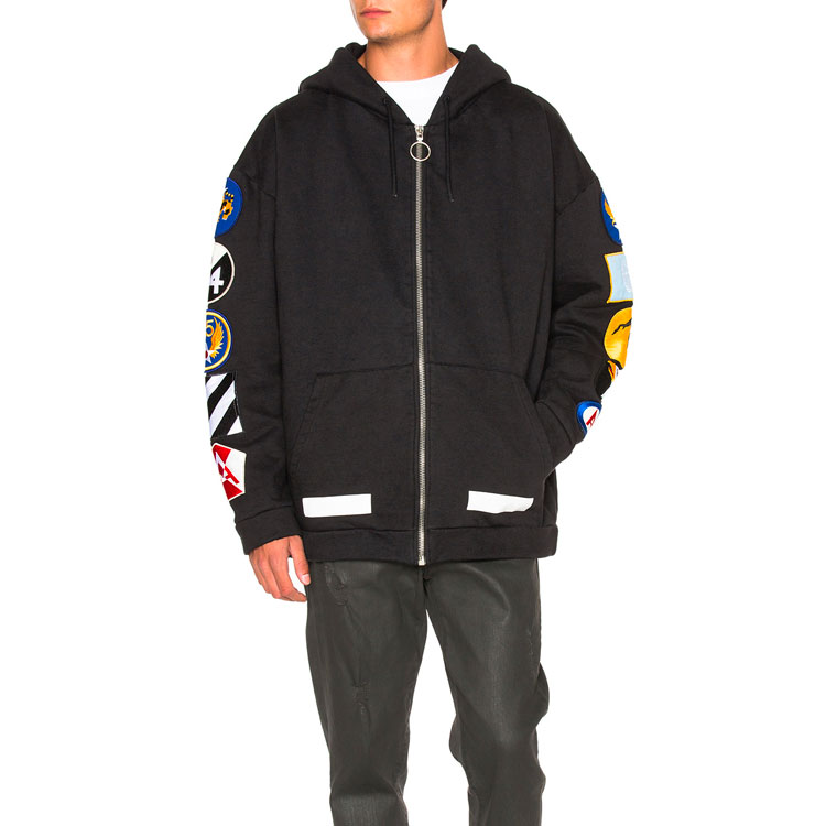 Purchase 오프 화이트 패치 디테일 집업 후디 블랙 OMBB009G20JER0011001