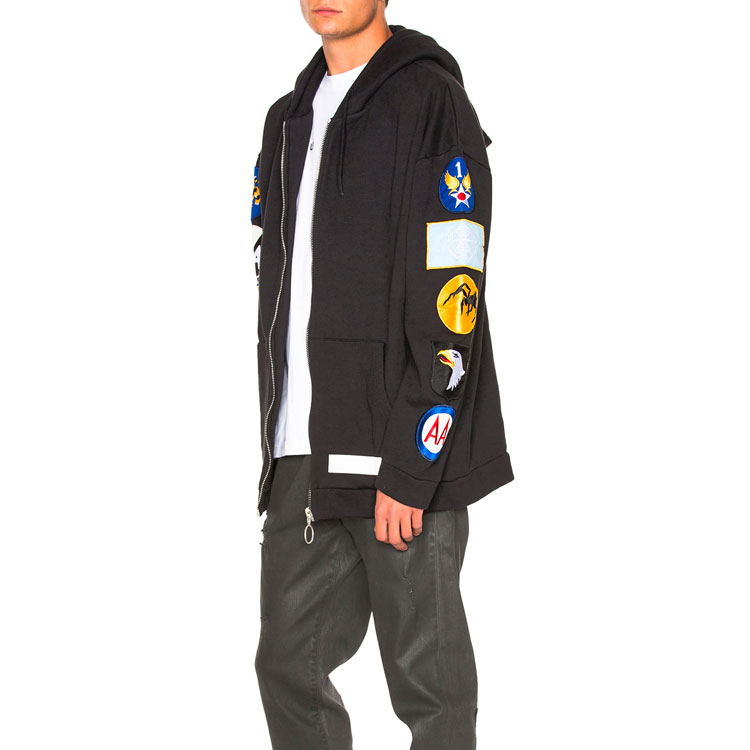 Details for 오프 화이트 패치 디테일 집업 후디 블랙 OMBB009G20JER0011001