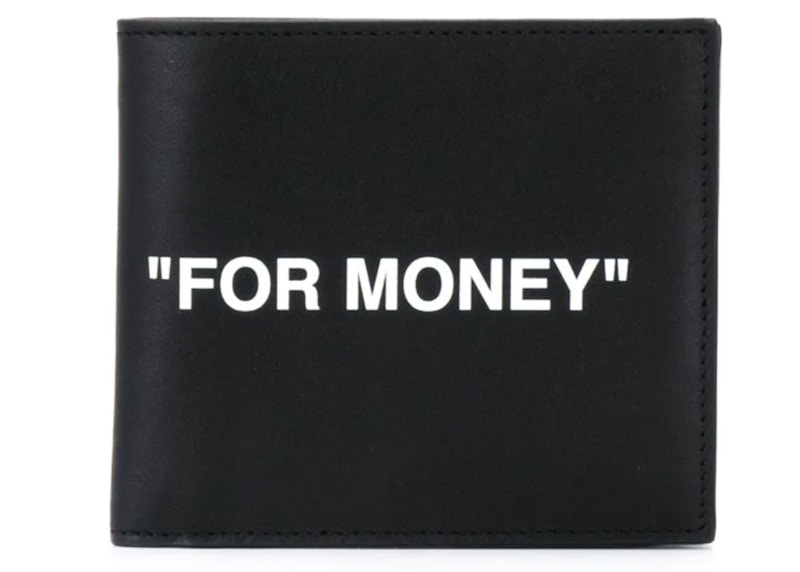 OFF-WHITE Printed Bi-Fold Wallet (4 Card Slot) "FOR MONEY" Black/White
