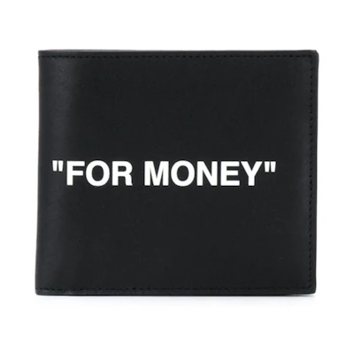 OFF-WHITE Printed Bi-Fold Wallet (4 Card Slot) "FOR MONEY" Black/White