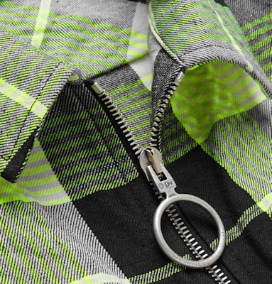Off-White Printed Checked Zip Up Shirt Jacket Black/White/Neon Yellow Order Off-White Printed Checked Zip Up Shirt Jacket Black/White/Neon Yellow