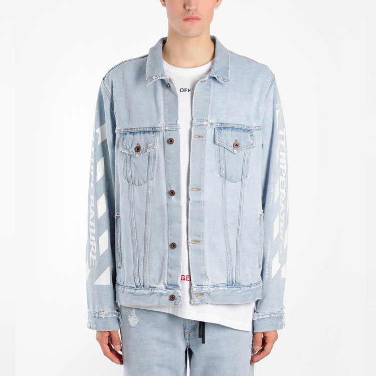 OFF-WHITE Printed Denim Jacket Blue Regular Fit OMYE001G20DEN0017101 圖 4