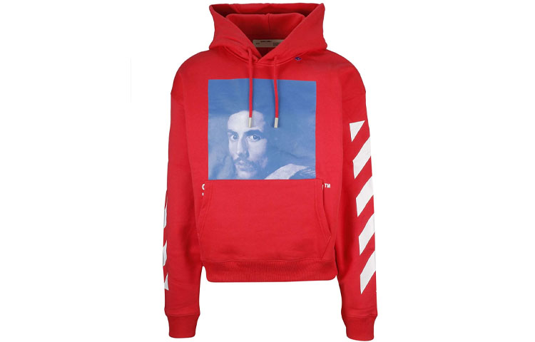 OFF-WHITE Printed Red Hoodie for Men OMBB037F181920112030