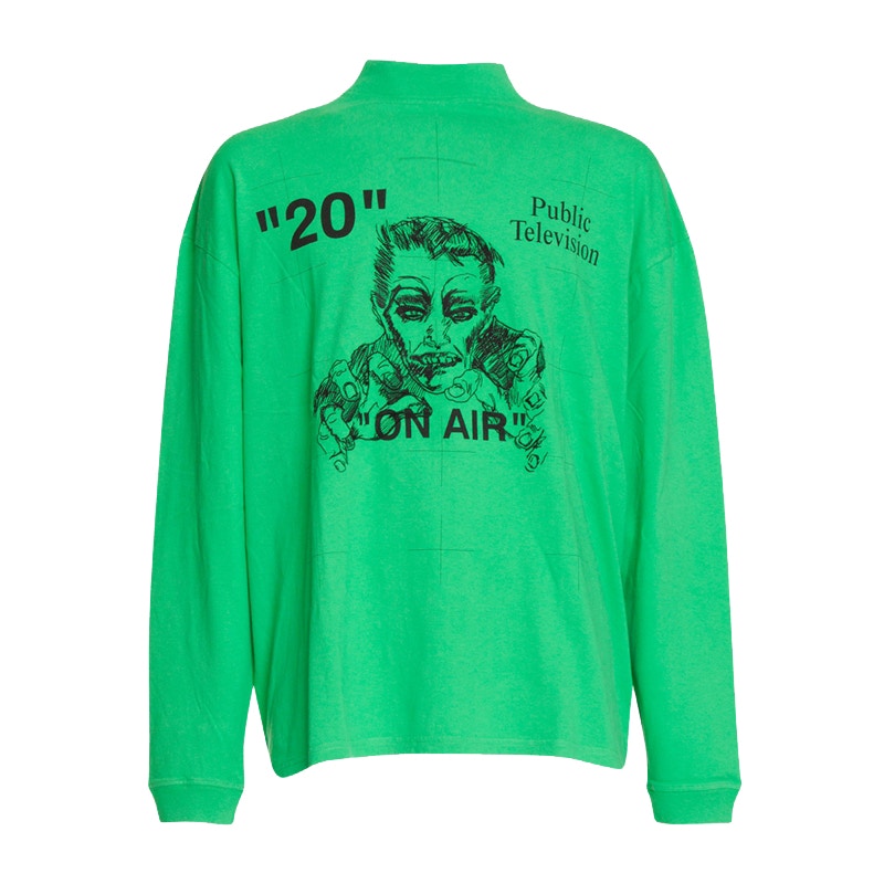 Off-White Public Television Long Sleeve T-Shirt Green/Black