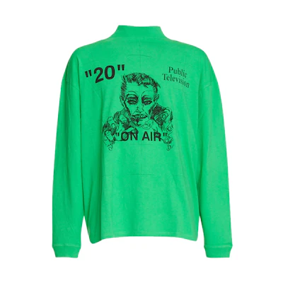 Off-White Public Television Long Sleeve T-Shirt Green/Black