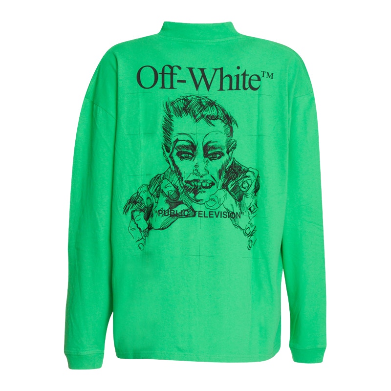Off-White Public Television Long Sleeve T-Shirt Green/Black 圖 2