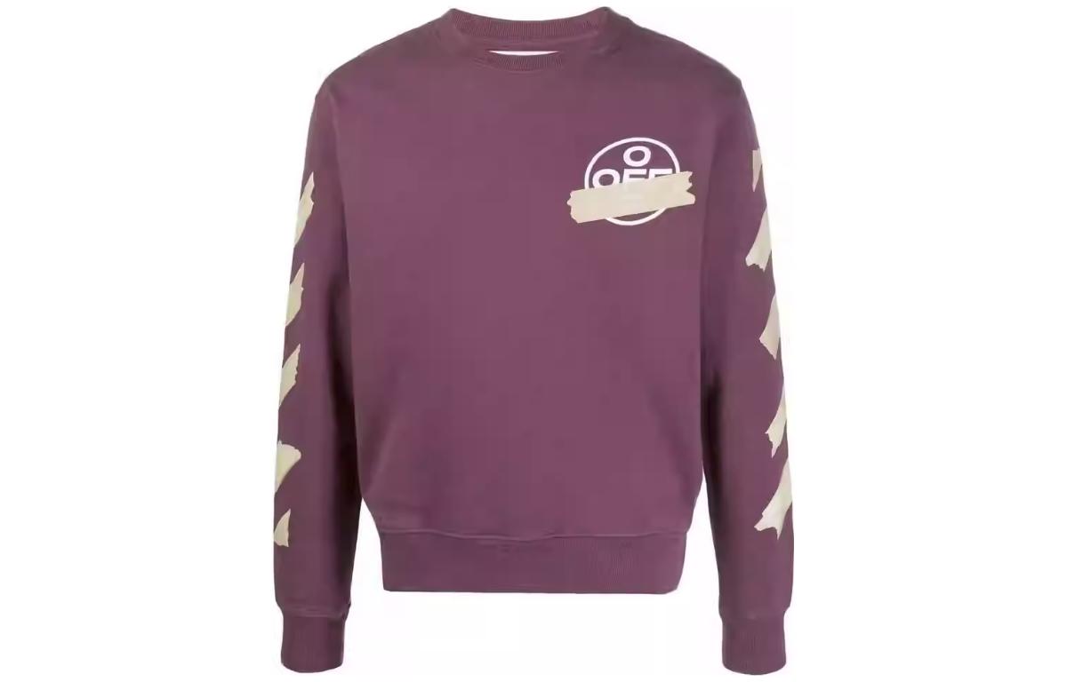 Order OFF-WHITE Sudadera Morada con Rayas y Letras, Ajuste Regular OMBA025R20E30002B248