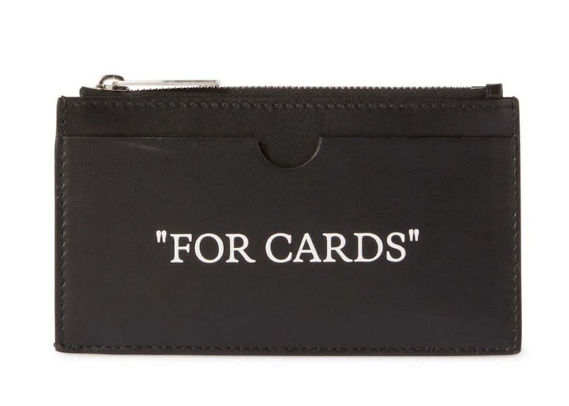 Off-White Quote-Print Leather Cardholder Black