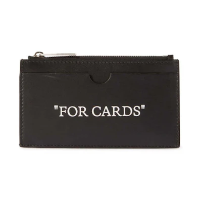 Off-White Quote-Print Leather Cardholder Black