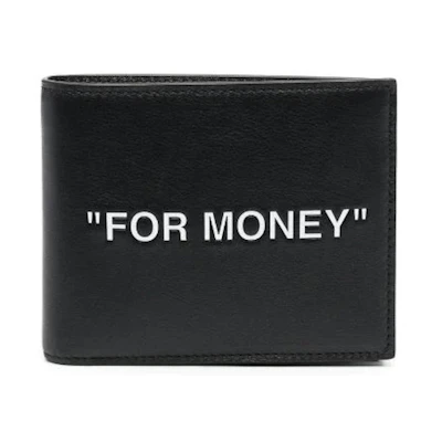 Off-White Quote "FOR MONEY" Bifold Wallet Black/White