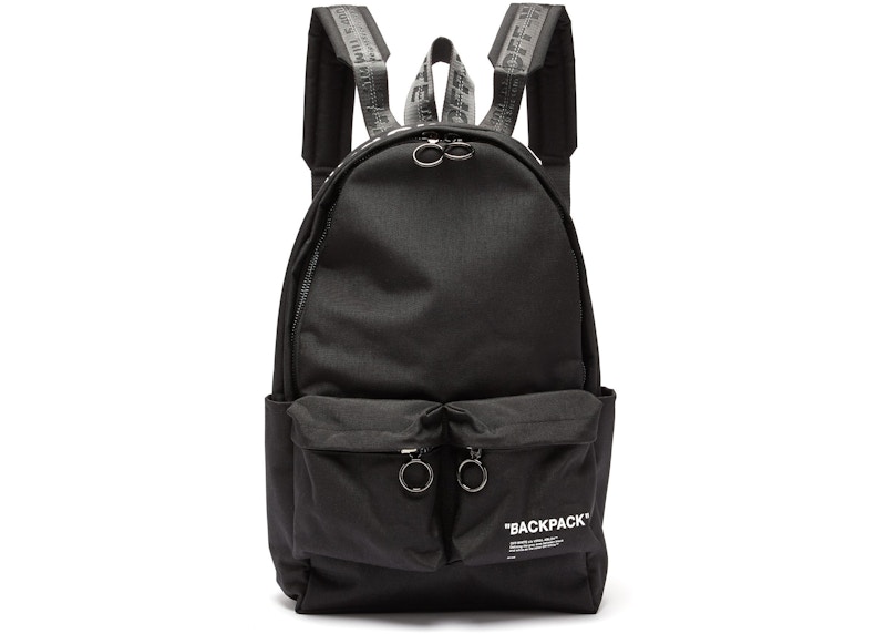 OFF-WHITE Quote Backpack Canvas Black White