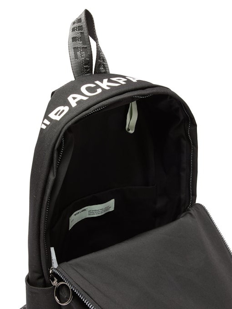OFF-WHITE Quote Backpack Canvas Black White 圖 3