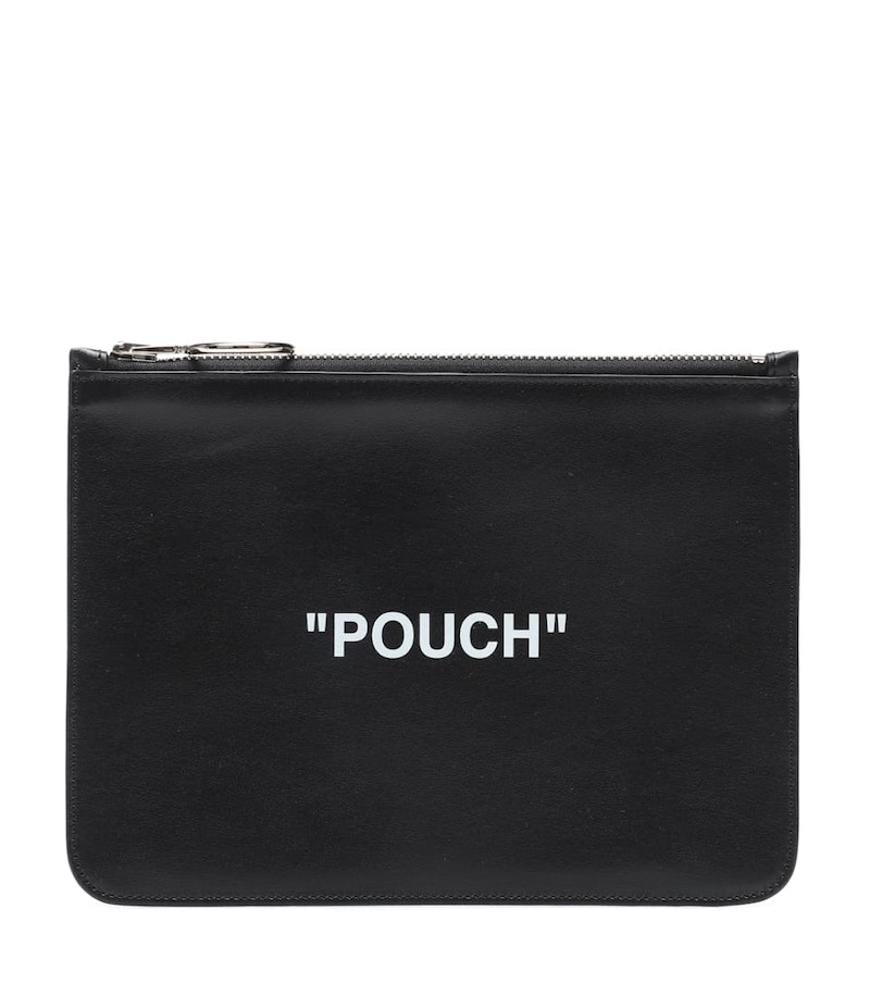 OFF-WHITE Quote Pouch Leather Black White