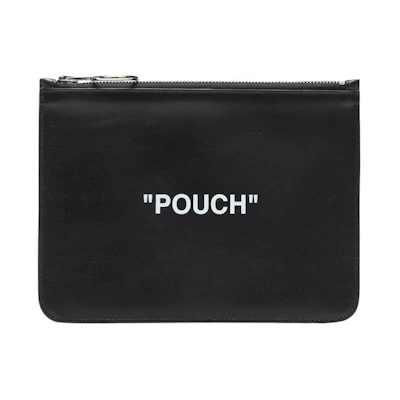 OFF-WHITE Quote Pouch Leather Black White