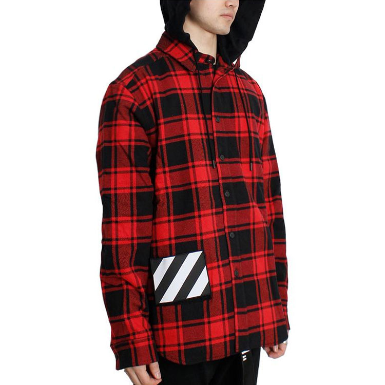 Lookbook OFF-WHITE 紅色格紋長袖襯衫 常規版型 OMGA061E18A270012000