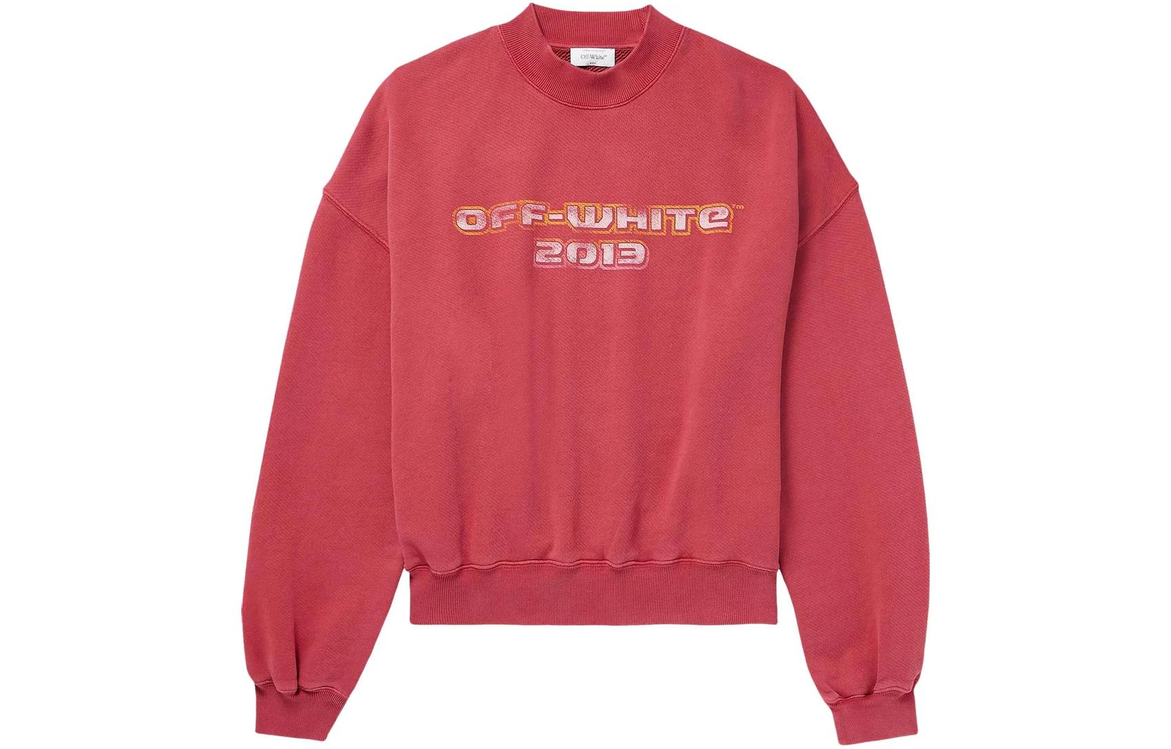 Off-White Red Crewneck Pullover Loose-fit Long-sleeve Sweatshirt Men OMBA070F23FLE0102984