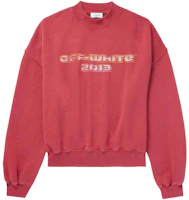 Off-White Red Crewneck Pullover Loose-fit Long-sleeve Sweatshirt Men OMBA070F23FLE0102984 Off-White Red Crewneck Pullover Loose-fit Long-sleeve Sweatshirt Men OMBA070F23FLE0102984