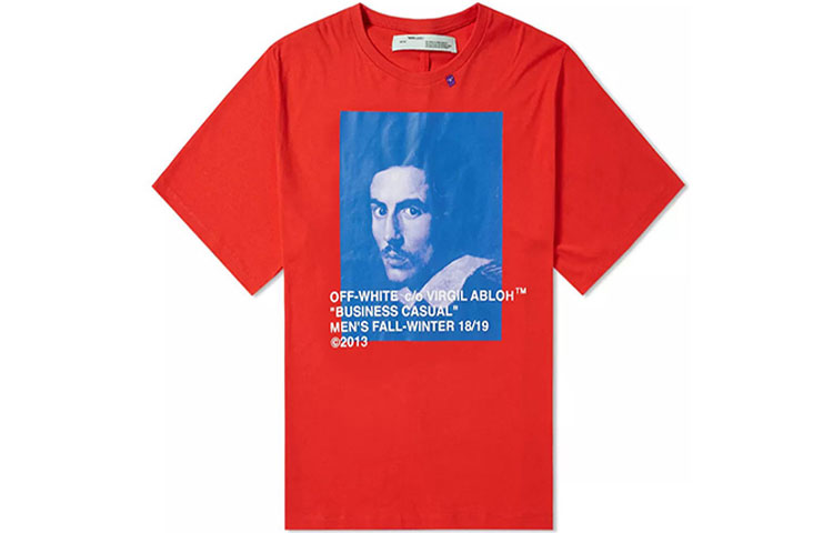 Order OFF-WHITE 紅色圖案寬版T恤 OMAA038F181850112030